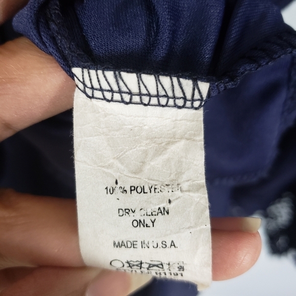 SAGE Faux Wrap Chrochet Long Sleeve Romper Navy Sz S Whimsigoth Stevie Nicks - Picture 10 of 10